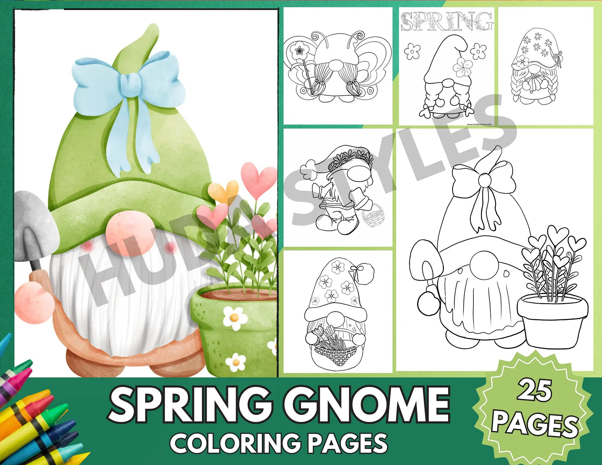 spring gnome coloring page
