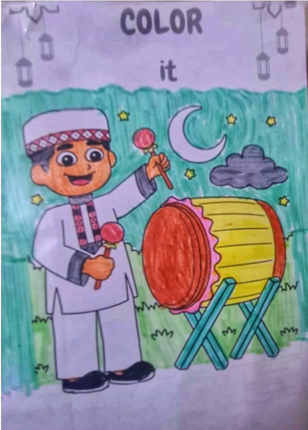 muslim boy playing with drum